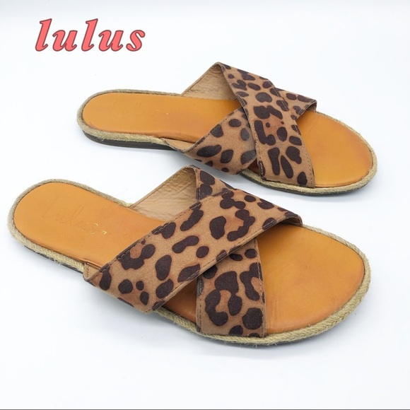 Lulus Shoes - Lulus-Cheetah Criss Cross Sandals 9